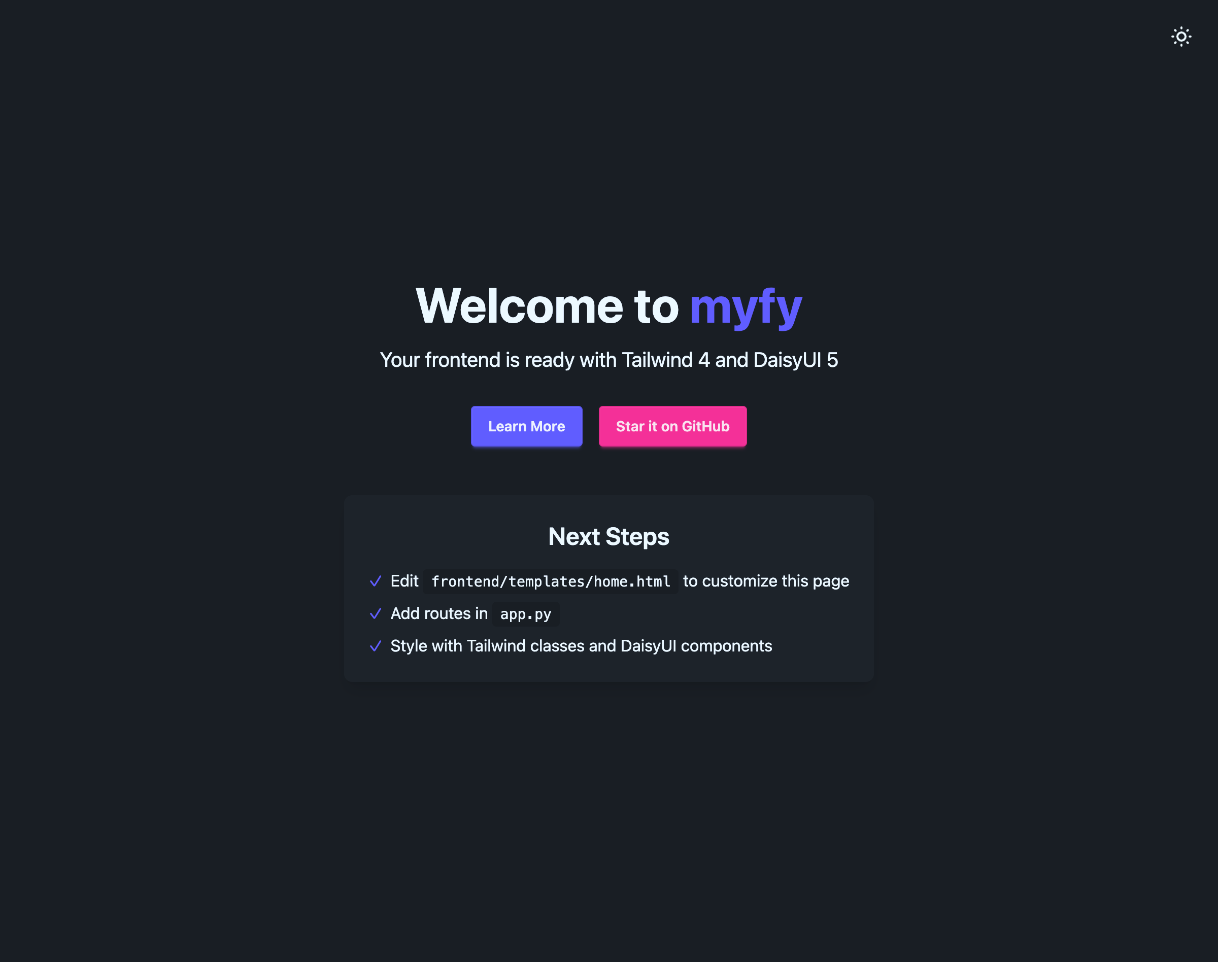 myfy Frontend Dark
